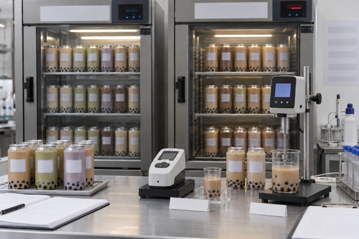 Bubble tea samples stored for real-time and accelerated shelf-life testing