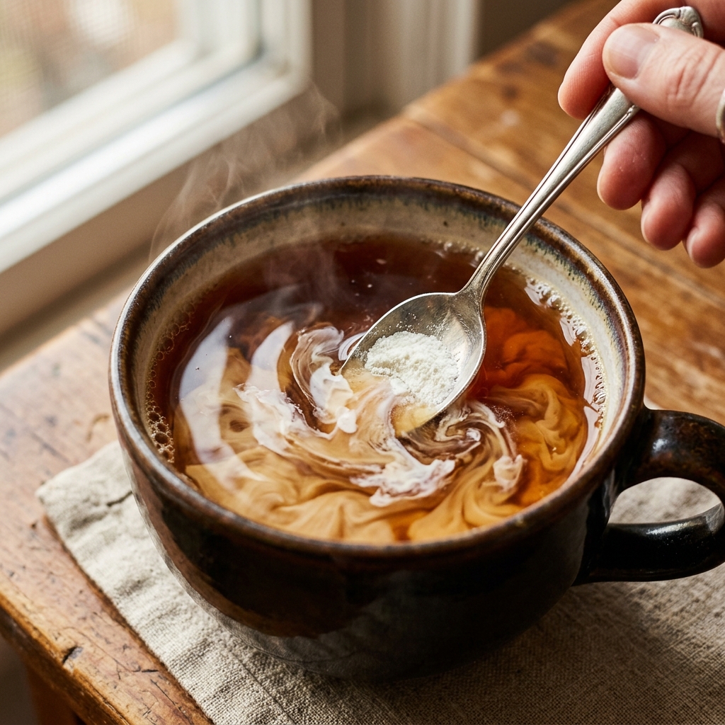 Homemade creamy milk tea made with non-dairy creamer in tall glasses, featuring visible pearls and professional café-style presentation
