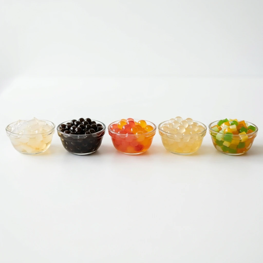 Comparison of drinkable konjac jelly and standard bubble tea toppings