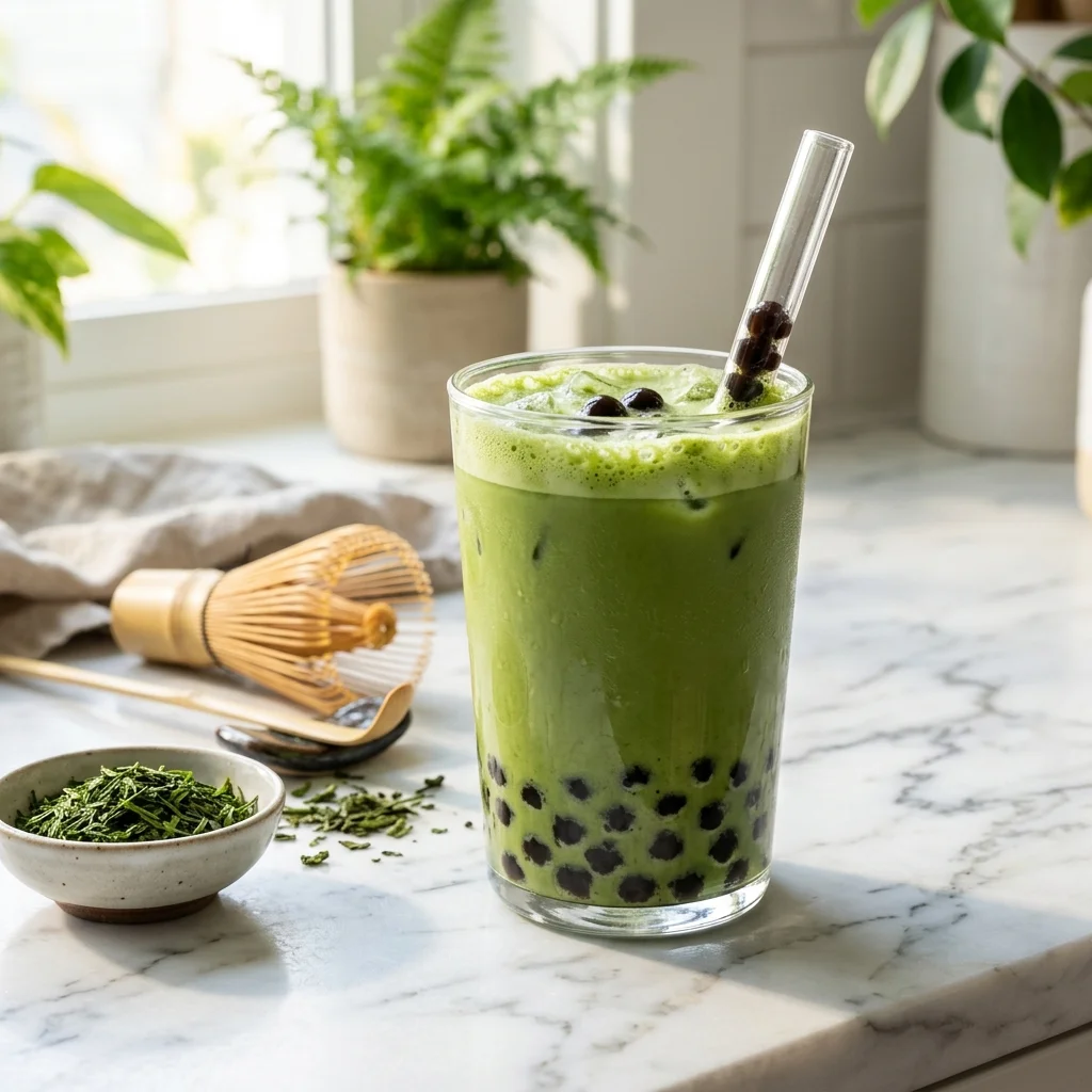 Green tea boba nutrition comparison with sugar and toppings