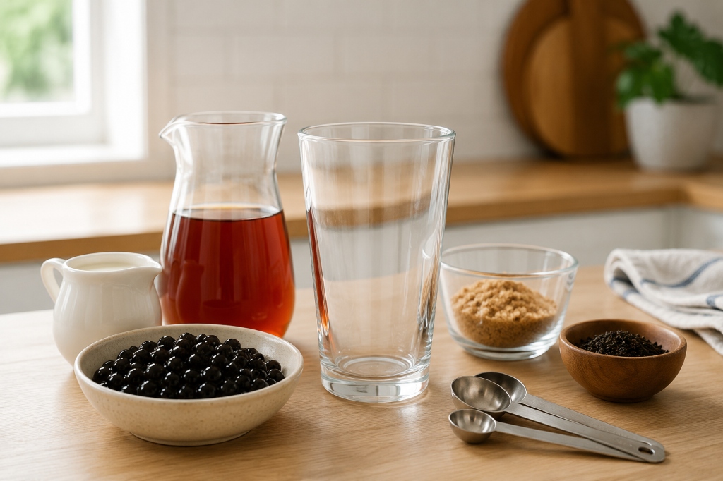 Making bubble tea at home to control sugar, milk, and tapioca pearl portions.