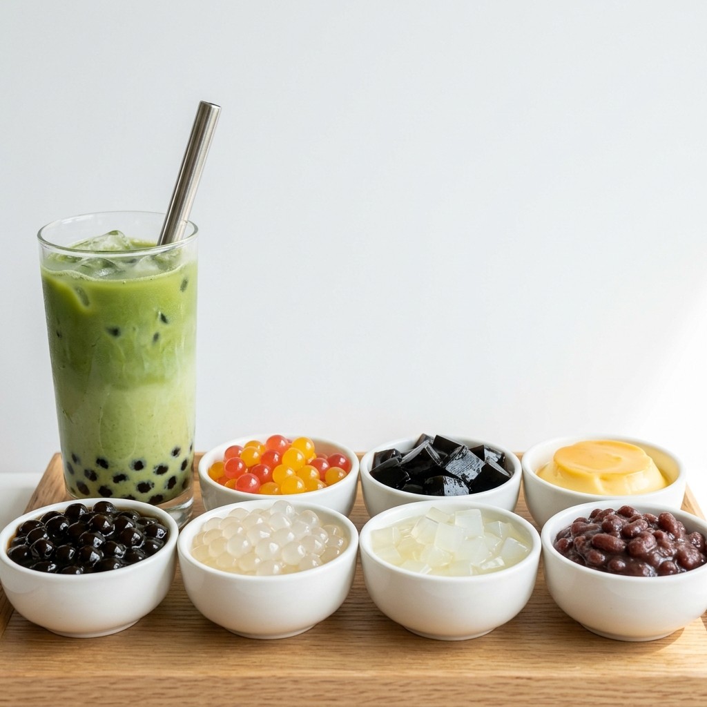 Bubble tea toppings for matcha milk tea