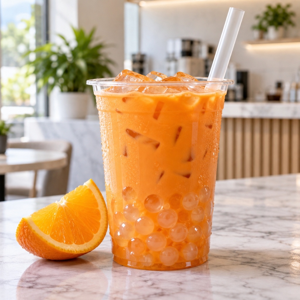 Fresh orange fruit boba tea thumbnail square