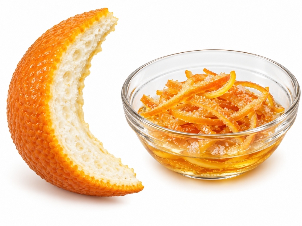 Orange flavedo, white albedo and sugar extracting citrus peel oil