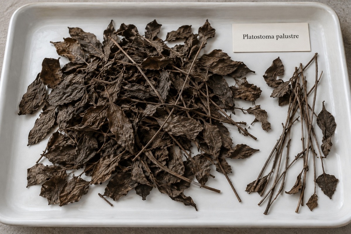 Dried Platostoma palustre used to make black grass jelly.