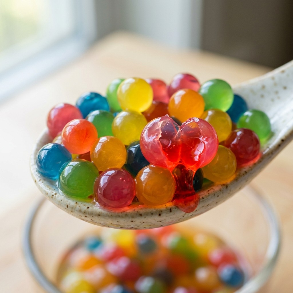 Different brands of commercial popping boba compared