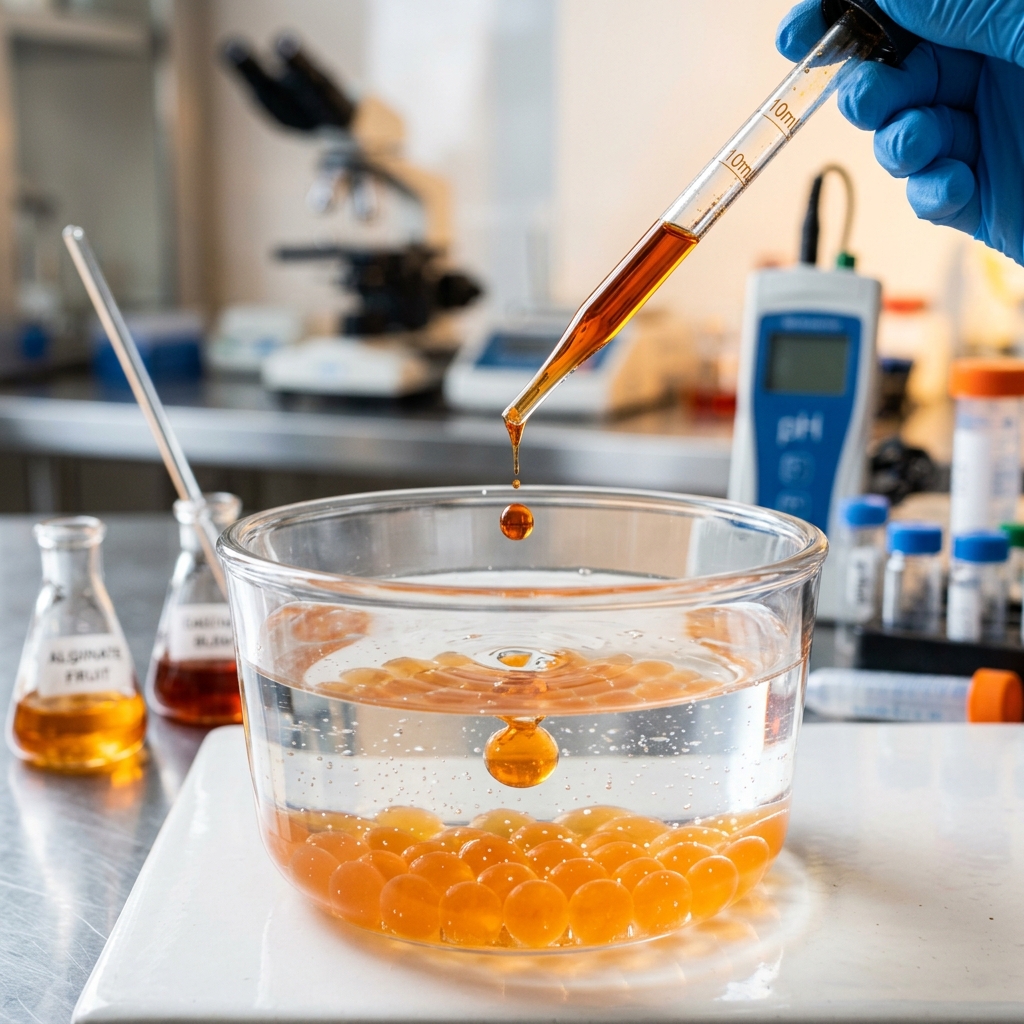 Spherification gelling science for bubble tea toppings