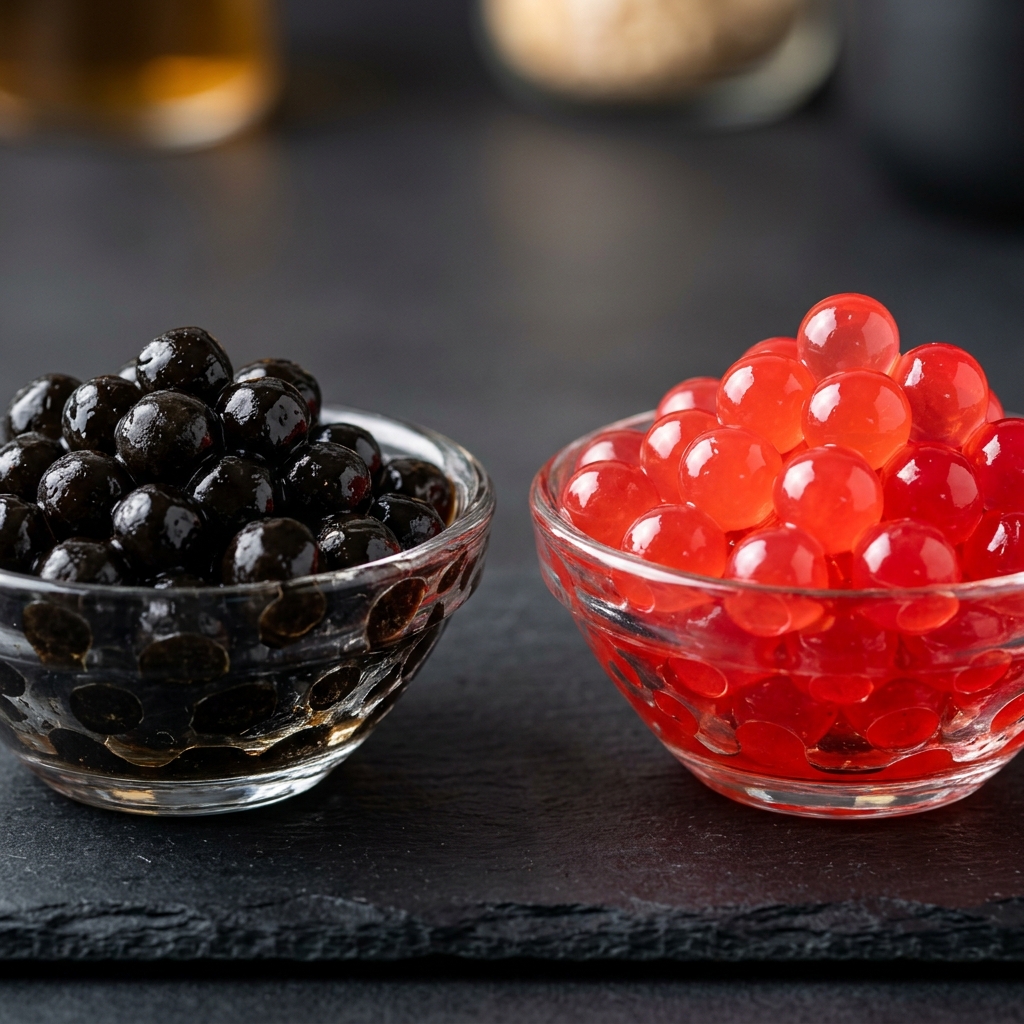 Popping boba vs tapioca pearls comparison graphic