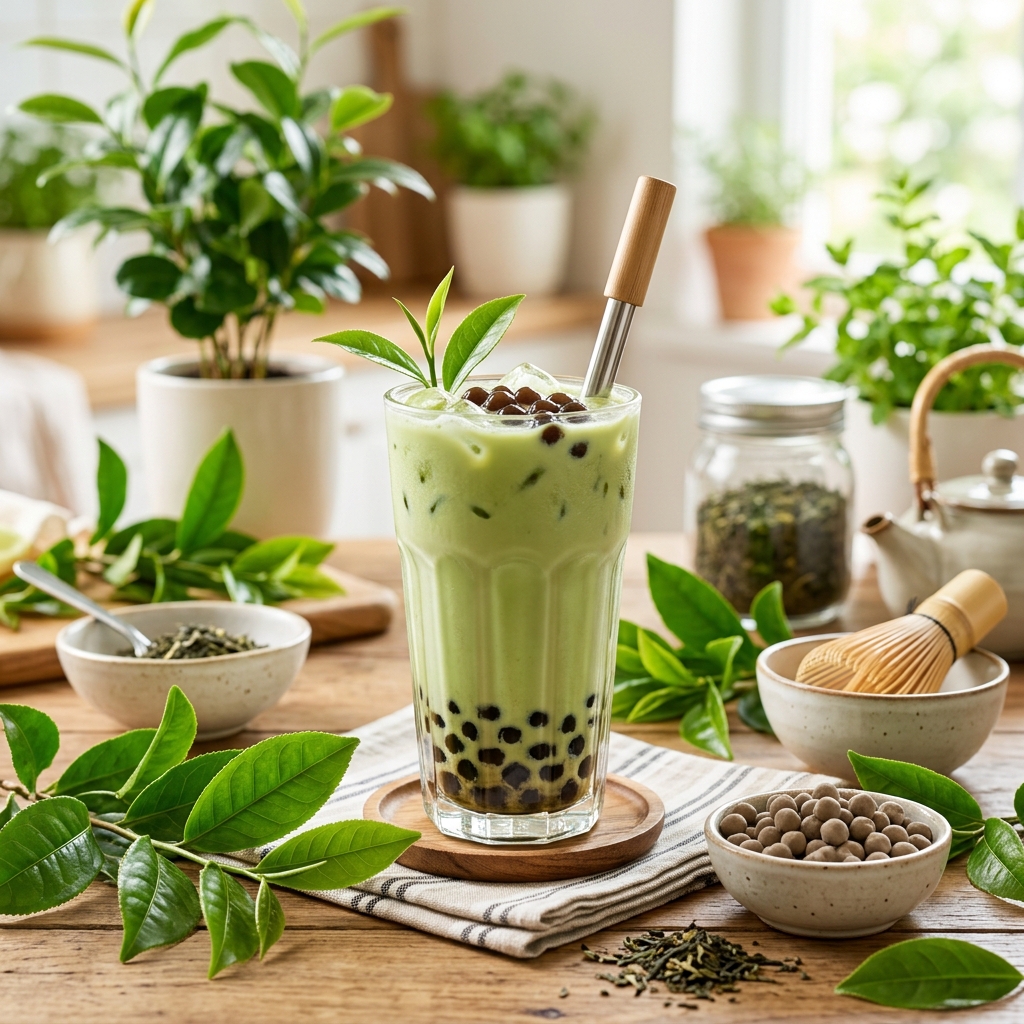 Green tea boba nutrition comparison with sugar and toppings