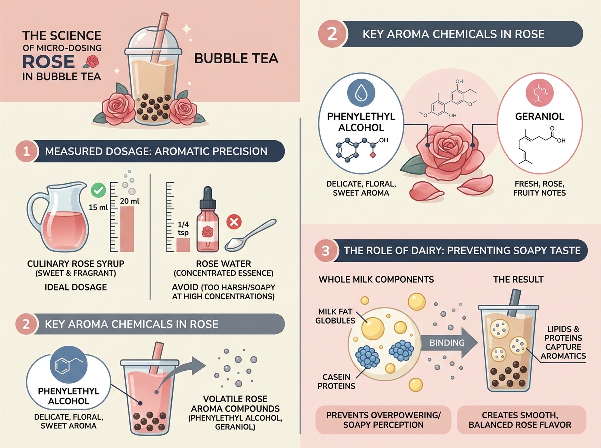 Rose syrup measuring guide for milk tea