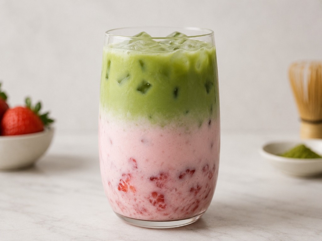 Making homemade strawberry puree for boba tea