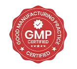 Red GMP Certified badge indicating Good Manufacturing Practice compliance.