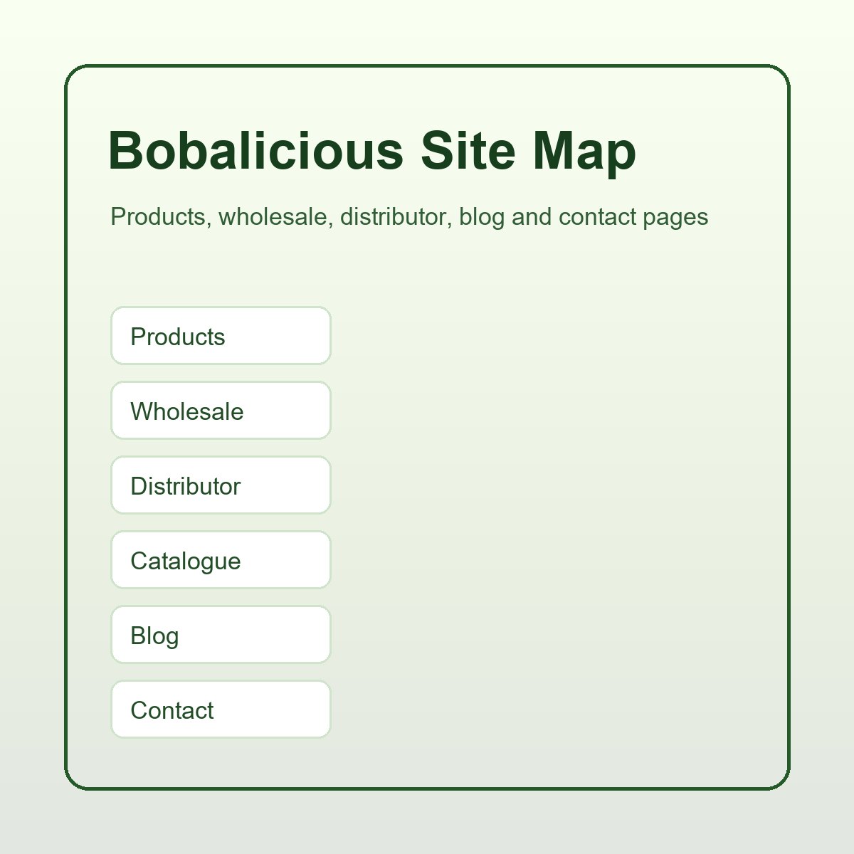 Bobalicious sitemap links to products wholesale blog and contact pages