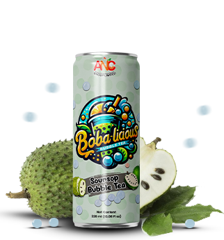 Soursop bubble tea in 330ml can with green fruit design Popup Image