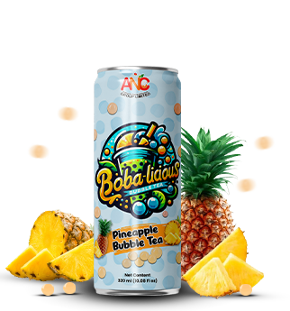 Pineapple bubble tea in 330ml can with blue tropical design Popup Image