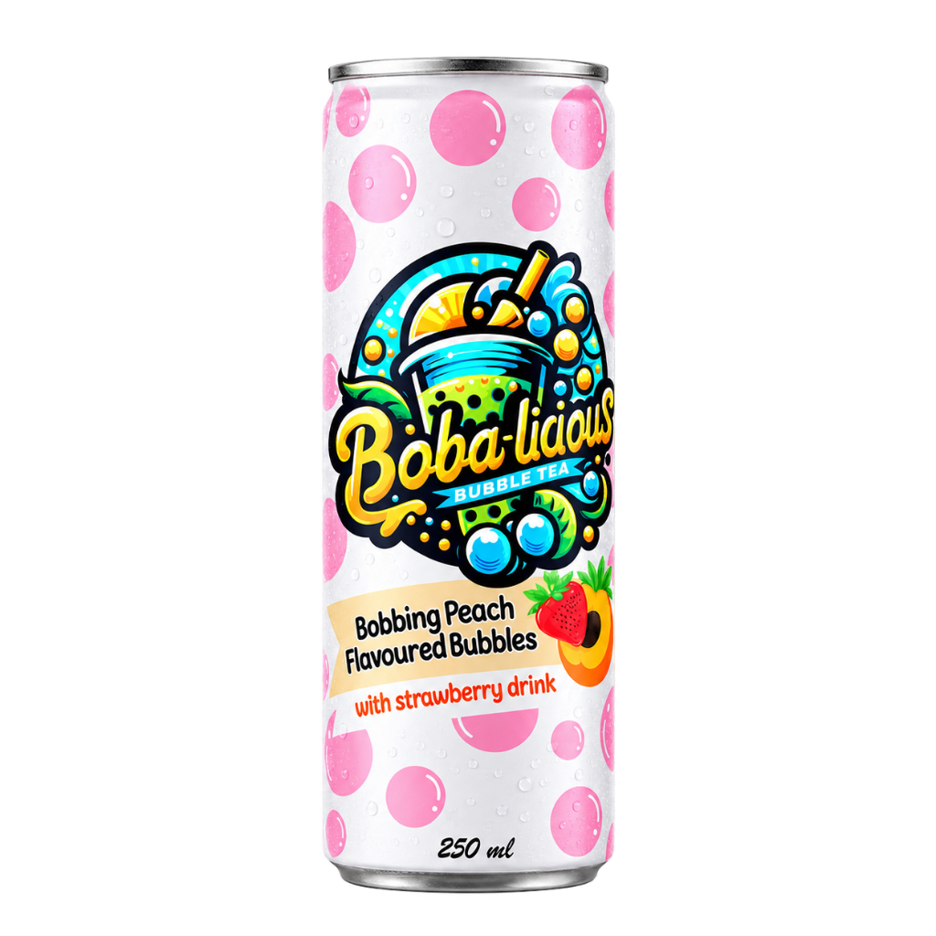 Bobalicious Peach and Strawberry bubble tea 250ml can