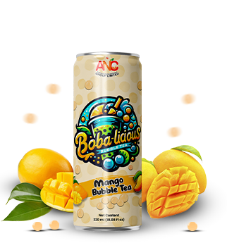 Mango bubble tea in 330ml can with yellow fruit design Popup Image