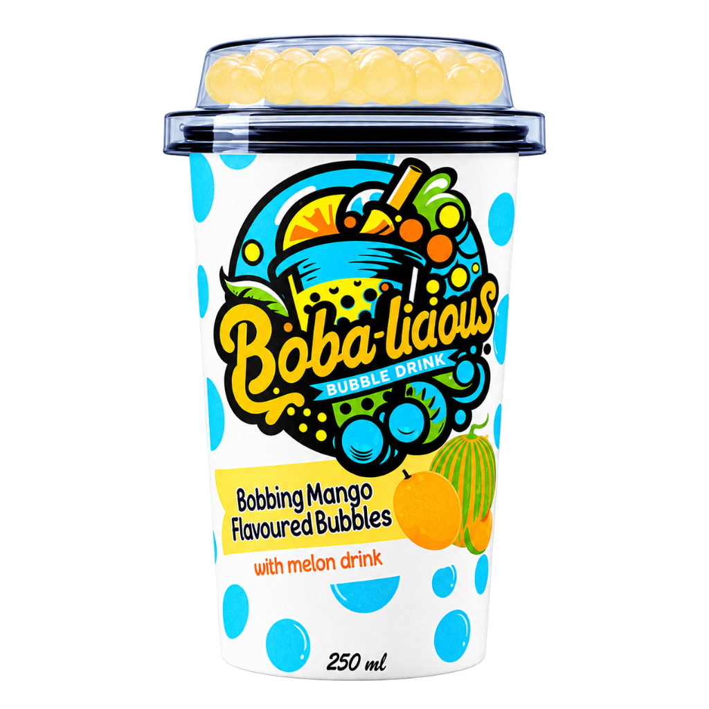 Bobalicious Mango and Melon popping boba in 250ml cup