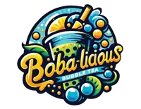 Bobalicious logo with vibrant fruit illustration.